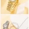 6PCS Set Luxury Watch Women Ring Necklace Earring Rhinestone Fashion Wristwatch Casual Ladies Watches Bracelet Set Clock