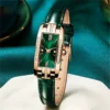 1 pcs Relógios das mulheres Moda Square Ladies Quartz Watch Bracelet Set Dial Verde Simples Couro Luxo Mulheres Relógios