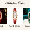 1 pcs Relógios das mulheres Moda Square Ladies Quartz Watch Bracelet Set Dial Verde Simples Couro Luxo Mulheres Relógios