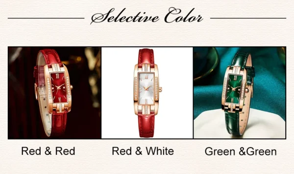 1 pcs Relógios das mulheres Moda Square Ladies Quartz Watch Bracelet Set Dial Verde Simples Couro Luxo Mulheres Relógios