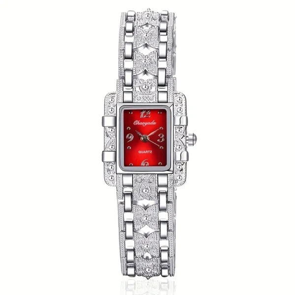 S212240d268af41bea20a593def470f2d3.webp 2026 Fashion Luxury Square Black White Rhinestone Digital Square Alloy Dial Quartz Women's Watch