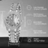 2Pcs/Set Unisex Jewelry Watches Women's Wristwatch Accessories Silver Fashion Business Elegant Classic Exquisite Retro Light Luxury Rhinestone Luxury Bracelet Watch Set Y2K Suitable for Daily Outfits, Travel, Perfect Holiday Gift