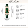 1 pcs Relógios das mulheres Moda Square Ladies Quartz Watch Bracelet Set Dial Verde Simples Couro Luxo Mulheres Relógios