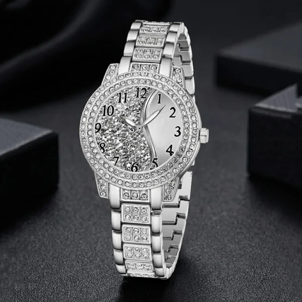 2Pcs/Set Unisex Jewelry Watches Women's Wristwatch Accessories Silver Fashion Business Elegant Classic Exquisite Retro Light Luxury Rhinestone Luxury Bracelet Watch Set Y2K Suitable for Daily Outfits, Travel, Perfect Holiday Gift