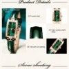 1 pcs Relógios das mulheres Moda Square Ladies Quartz Watch Bracelet Set Dial Verde Simples Couro Luxo Mulheres Relógios