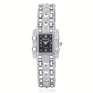 S528966c49259467dbdcad4f673ef1cc2C.webp 2026 Fashion Luxury Square Black White Rhinestone Digital Square Alloy Dial Quartz Women's Watch