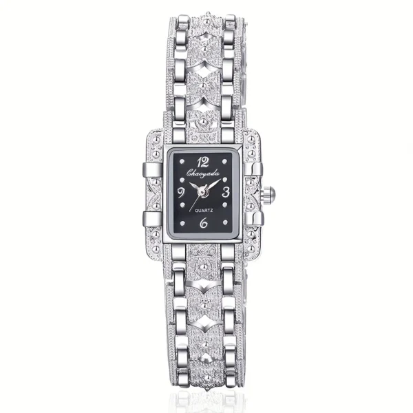 S528966c49259467dbdcad4f673ef1cc2C.webp 2026 Fashion Luxury Square Black White Rhinestone Digital Square Alloy Dial Quartz Women's Watch