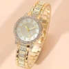 S589ba6d95c7747d7a08b2579fe64be9eO.webp 1pc Casual Rhinestone Decor Quartz Watch Elegant Round Pointer Analog Wristwatch & 1pc Bracelet, Gift For Mom/Girlfriend