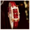 1 pcs Relógios das mulheres Moda Square Ladies Quartz Watch Bracelet Set Dial Verde Simples Couro Luxo Mulheres Relógios