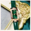 1 pcs Relógios das mulheres Moda Square Ladies Quartz Watch Bracelet Set Dial Verde Simples Couro Luxo Mulheres Relógios