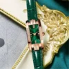 1 pcs Relógios das mulheres Moda Square Ladies Quartz Watch Bracelet Set Dial Verde Simples Couro Luxo Mulheres Relógios