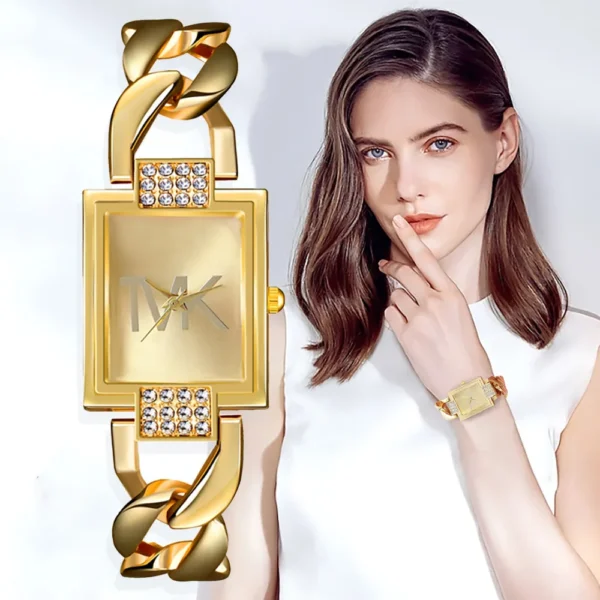 Sbaf3050ccd7d4ab7b98a8429b2859012I.webp UTHAI Watch Women Square Diamond Inlaid Square Light Luxury Fashion Quartz Watches Metal Female Bracelet Wristwatch Girl Clock