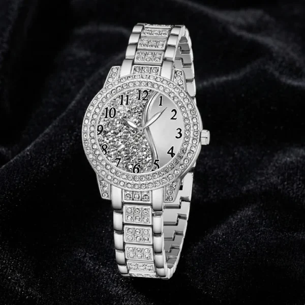2Pcs/Set Unisex Jewelry Watches Women's Wristwatch Accessories Silver Fashion Business Elegant Classic Exquisite Retro Light Luxury Rhinestone Luxury Bracelet Watch Set Y2K Suitable for Daily Outfits, Travel, Perfect Holiday Gift